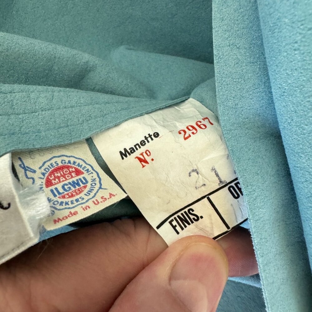 Vintage Shannon Rodgers For Jerry Silverman Teal Suede Dress Belt/Flower USA Mad - Picture 7 of 9